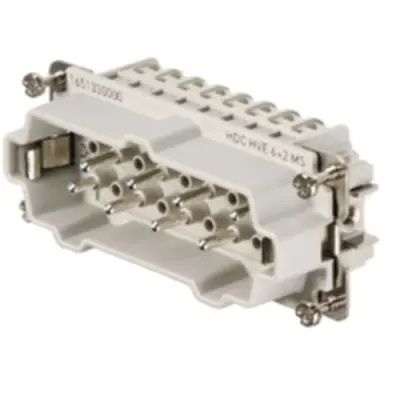 Pin contact insert, 6, 8 pole, equipped, screw connection, with PE contact, 1651330000 - 1