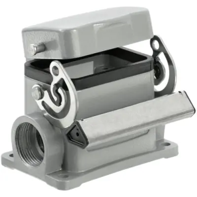 Surface mount housing, size B6, die-cast aluminum, 2 x PG16, angled, longitudinal bow locking, IP65, 1652990000 - 1