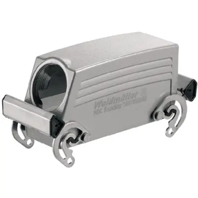Grommet housing, size B24, die-cast aluminum, PG21, angled, cross bow locking, IP65, 1661860000 - 1