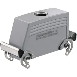 Grommet housing, size D64, die-cast aluminum, PG21, straight, cross bow locking, IP65, 1662080000