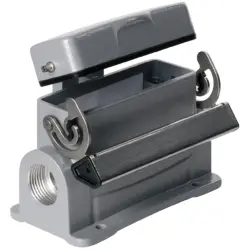 Surface mount housing, size A16, die-cast aluminum, 2 x PG16, angled, longitudinal bow locking, IP65, 1665300000