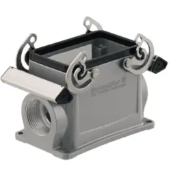 Surface mount housing, size A32, die-cast aluminum, 2 x PG21, angled, cross bow locking, IP65, 1665980000