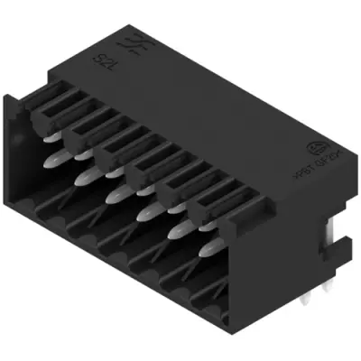 Pin header, 14 pole, pitch 3.5 mm, angled, black, 1728030000 - 1
