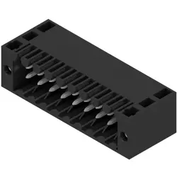Pin header, 18 pole, pitch 3.5 mm, angled, black, 1728690000
