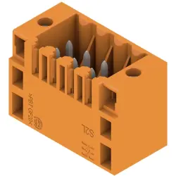 Pin header, 8 pole, pitch 3.5 mm, straight, orange, 1729440000