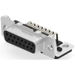 D-Sub socket, 15 pole, standard, equipped, straight, solder pin, 6-106506-2