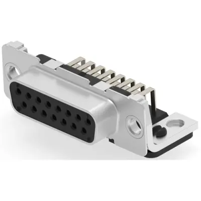 D-Sub socket, 15 pole, standard, equipped, straight, solder pin, 6-106506-2 - 1