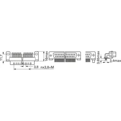 D-Sub socket, 25 pole, standard, equipped, straight, solder pin, 4-1393479-0 - 1