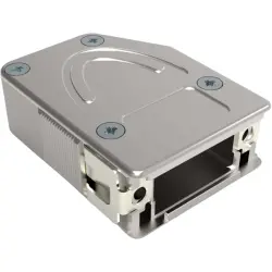 D-Sub connector housing, size: 1 (DE), straight 180°, angled 45°, zinc, silver, 1-2308319-1
