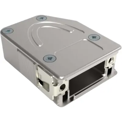 D-Sub connector housing, size: 1 (DE), straight 180°, angled 45°, zinc, silver, 1-2308319-1 - 1