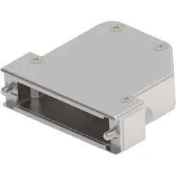 D-Sub connector housing, size: 3 (DB), straight 180°, angled 45°, cable Ø 4 to 14 mm, zinc, silver, 1-2308342-1