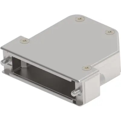 D-Sub connector housing, size: 3 (DB), straight 180°, angled 45°, cable Ø 4 to 14 mm, zinc, silver, 1-2308342-1 - 1