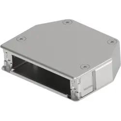 D-Sub connector housing, size: 3 (DB), straight 180°, angled 45°, cable Ø 4 to 14 mm, zinc, silver, 1-2308327-1