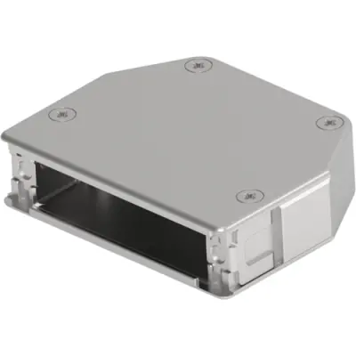 D-Sub connector housing, size: 3 (DB), straight 180°, angled 45°, cable Ø 4 to 14 mm, zinc, silver, 1-2308327-1 - 1