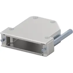 D-Sub connector housing, size: 3 (DB), straight 180°, angled 45°, cable Ø 4 to 14 mm, zinc, silver, 1-2308342-5