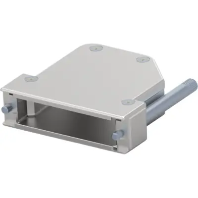 D-Sub connector housing, size: 3 (DB), straight 180°, angled 45°, cable Ø 4 to 14 mm, zinc, silver, 1-2308342-5 - 1