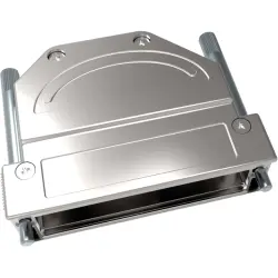D-Sub connector housing, size: 5 (DD), straight 180°, angled 45°, cable Ø 8 to 16 mm, steel, silver, 1-2308346-6