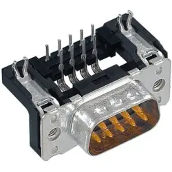 D-Sub plug, 9 pole, standard, equipped, angled, solder pin, 09651636812