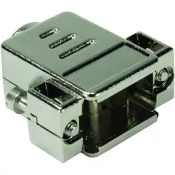 D-Sub connector housing, size: 5 (DD), straight 180°, cable Ø 9.3 to 12 mm, plastic, shielded, silver, 09670500443