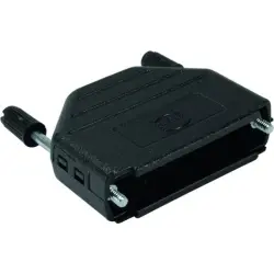 D-Sub connector housing, size: 5 (DD), straight 180°, cable Ø 14 mm, plastic, black, 09670500424