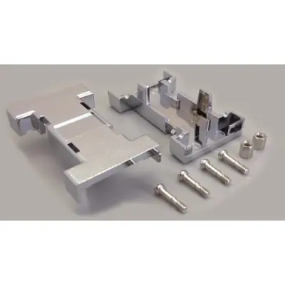 D-Sub connector housing, size: 1 (DE), straight 180°, plastic, metallized, silver, 10070140 - 1