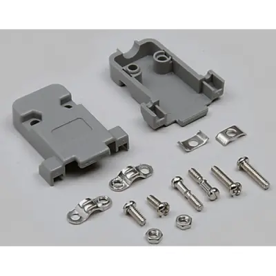 D-Sub connector housing, size: 1 (DE), straight 180°, cable Ø 7 mm, plastic, gray, 10120060 - 1