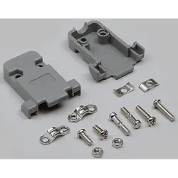 D-Sub connector housing, size: 2 (DA), straight 180°, cable Ø 10 mm, plastic, gray, 10120061