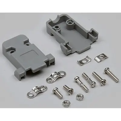 D-Sub connector housing, size: 2 (DA), straight 180°, cable Ø 10 mm, plastic, gray, 10120061 - 1