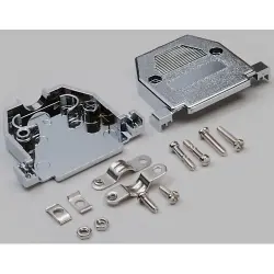 D-Sub connector housing, size: 1 (DE), straight 180°, cable Ø 7 mm, plastic, metallized, silver, 10120068
