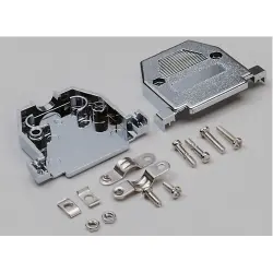 D-Sub connector housing, size: 3 (DB), straight 180°, cable Ø 11 mm, plastic, metallized, silver, 10120070