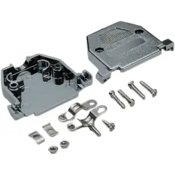 D-Sub connector housing, size: 1 (DE), straight 180°, cable Ø 7 mm, plastic, metallized, silver, 10120076