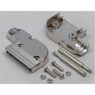 D-Sub connector housing, size: 1 (DE), angled 90°, cable Ø 11 mm, metal, silver, 10120269 - 1