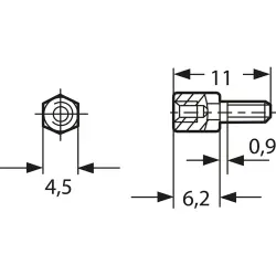 Threaded bolt, UNC 4-40 for D-Sub, 09670009974