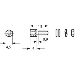 Threaded bolt, UNC 4-40 for D-Sub, 09670009924