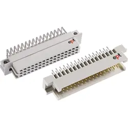 Male connector, type 2R, 32 pole, a-c, pitch 2.54 mm, solder pin, straight, 115-90015