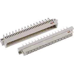 Female connector, type D, 32 pole, a-c, pitch 5.08 mm, solder pin, straight, 106-40075