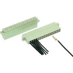 Female connector, type D, 32 pole, a-c, pitch 5.08 mm, crimp connection, straight, gold-plated, 09040323213