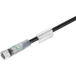 Sensor actuator cable, M8, poles 3, socket, female, straight to open end, LED, 10m