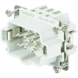 Pin contact insert, 3, 6 pole, equipped, tension clamp connection, with PE contact, 1745820000
