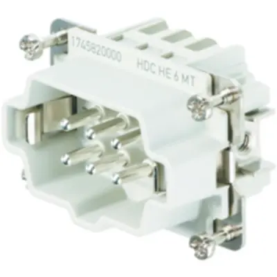 Pin contact insert, 3, 6 pole, equipped, tension clamp connection, with PE contact, 1745820000 - 1