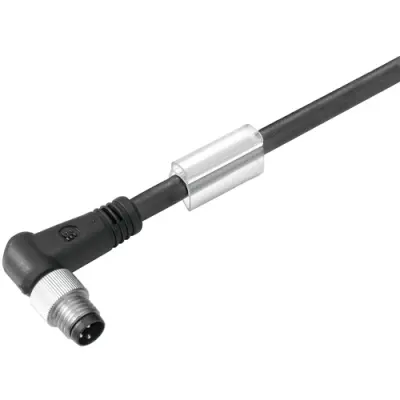 Sensor actuator cable, M8, poles 4, pin, male, angled to open end, 10m - 1