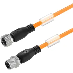 Sensor actuator cable, M12-cable plug, straight to M12-cable socket, straight, 4 pole, 5 m, PUR, orange, 4 A, 2812600500
