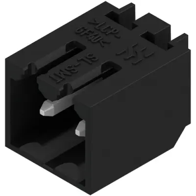 Pin header, 2 pole, pitch 3.5 mm, angled, black, 1761542001 - 1