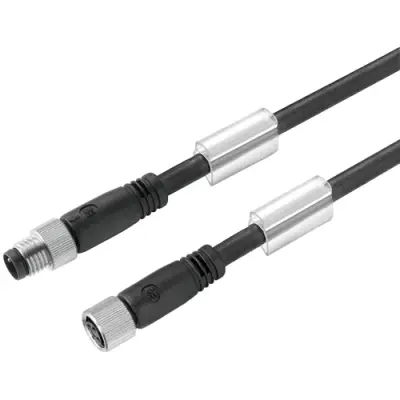Sensor actuator cable, M8-cable plug, straight to M8-cable socket, straight, 3 pole, 0.5 m, PUR, black, 4 A, 1824570050 - 1