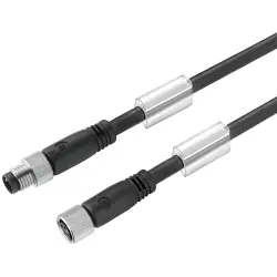 Sensor actuator cable, M8-cable plug, straight to M8-cable socket, straight, 3 pole, 1.5 m, PUR, black, 4 A, 1824570150