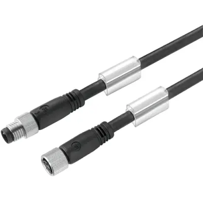 Sensor actuator cable, M8-cable plug, straight to M8-cable socket, straight, 4 pole, 0.5 m, PUR, black, 4 A, 1880470050 - 1