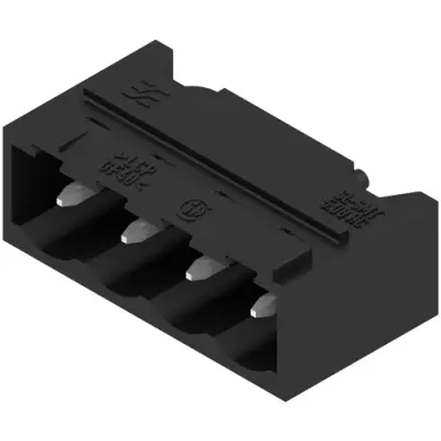 Pin header, 4 pole, pitch 5.08 mm, angled, black, 1775024001 - 1