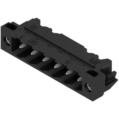 Pin header, 6 pole, pitch 5.08 mm, angled, black, 1775274001 - 1