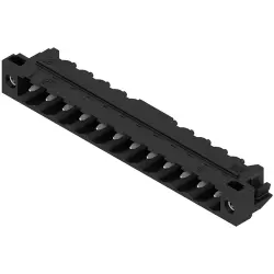 Pin header, 12 pole, pitch 5.08 mm, angled, black, 1775332001