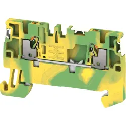 Protective conductor terminal, push-in connection, 0.14-1.5 mm², 2 pole, 6 kV, green/yellow, 2674610000